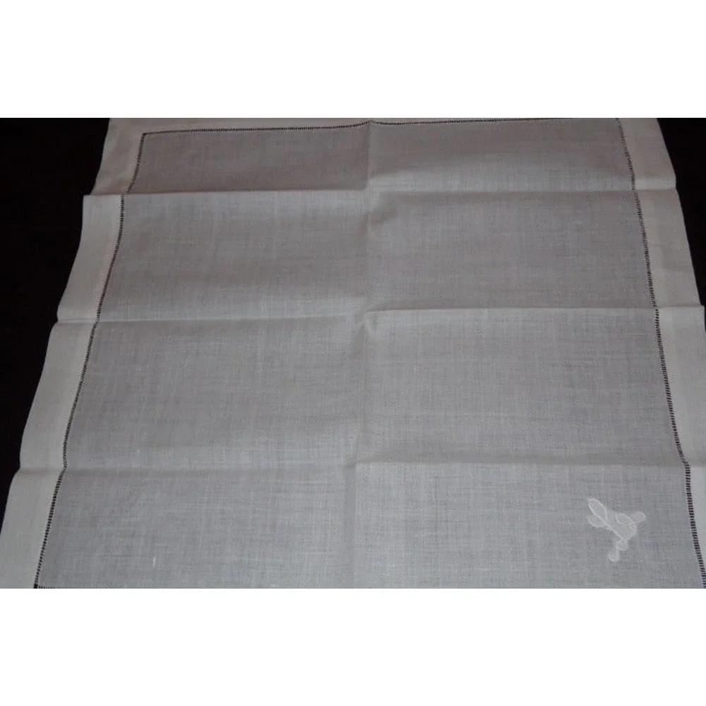 12 PC EMBROIDERY CURSIVE L CLOTH NAPKINS - Picture 5 of 7